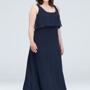 DAVID'S BRIDAL  flounced crinkle chiffon tank brid‎